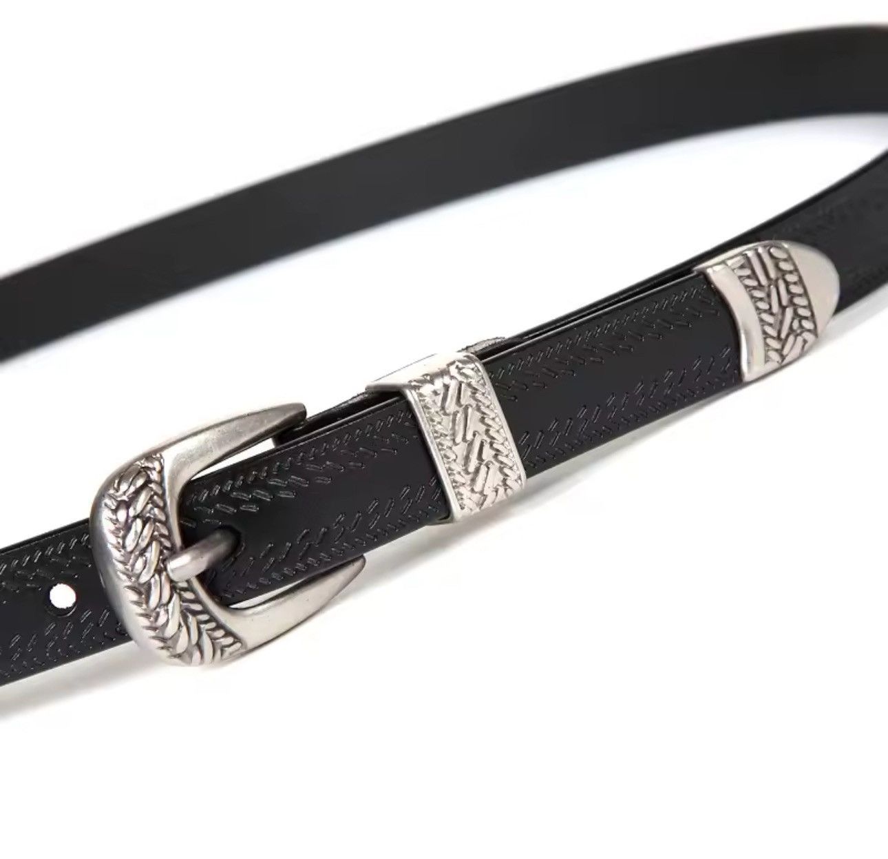 Other Leather Vintage Retro Style Black Casual Belt Size ONE SIZE - 2 Thumbnail