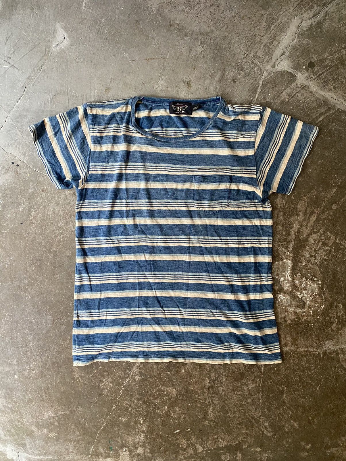 RRL Ralph Lauren RRL Indigo Striped Pocket Tee Kapital Visvim Levis Size US L / EU 52-54 / 3 - 1 Thumbnail
