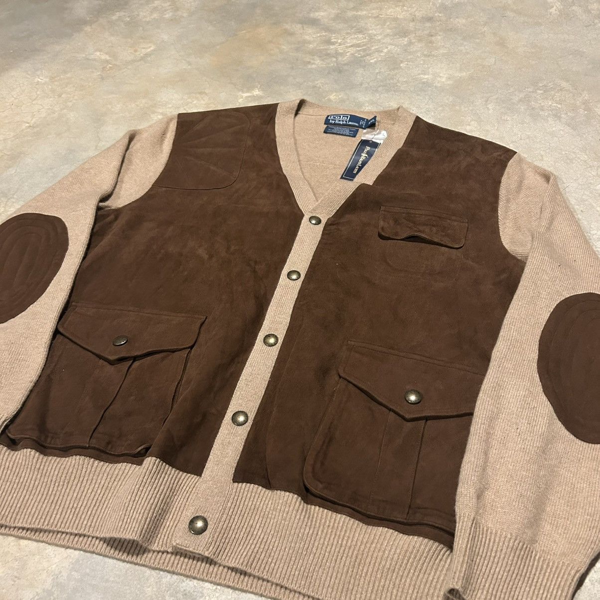 Polo Ralph Lauren × Vintage NWT Vintage Polo Ralph Lauren Cashmere Suede Front Cardigan Size US XXL / EU 58 / 5 - 3 Thumbnail