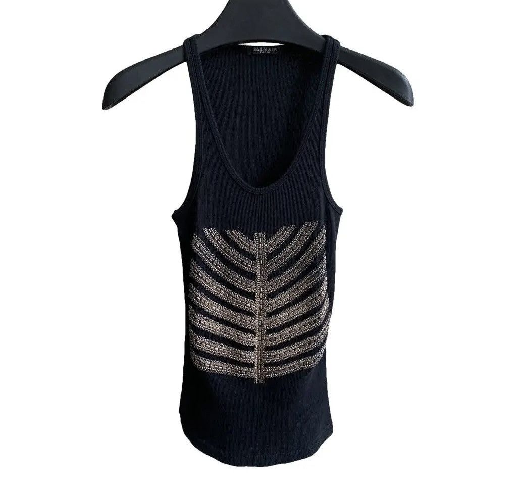 Balmain BALMAIN Decarnin SS 2009 Embellished Tank Top Runway Black Size S / US 4 / IT 40 - 1 Thumbnail