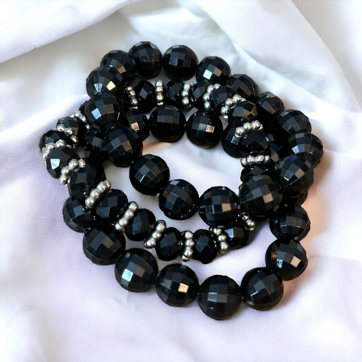Other Black faceted bead stretch bracelets Size ONE SIZE - 1 Thumbnail