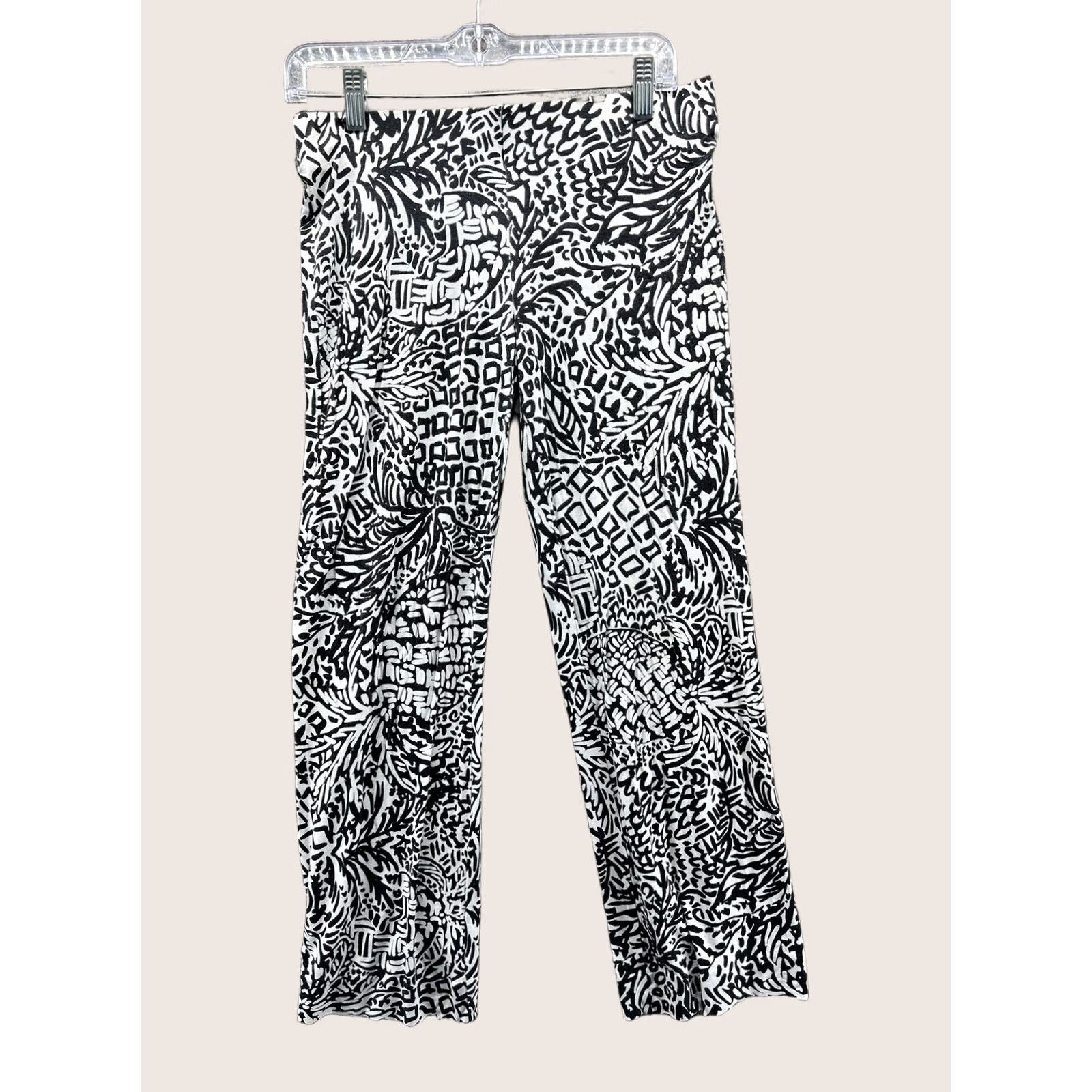 Lilly Pulitzer Lilly Pulitzer Pants Womens Small Black White Geometric Pull On Stretch Casual Pants Size 28" / US 6 / IT 42 - 1 Thumbnail