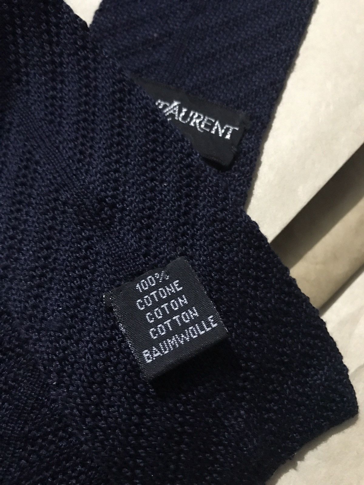 Yves Saint Laurent YVE SAINT LAURENT COTTON KNIT TIE NAVY BLUE Size ONE SIZE - 8 Thumbnail