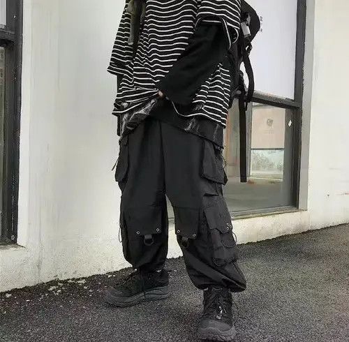 Other Black Cargo HipHop Punk Oversize Wide Leg Trousers Size US 30 / EU 46 - 1 Thumbnail
