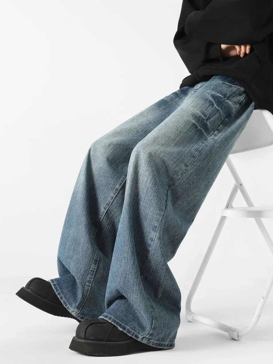Japanese Brand Retro straight leg wide leg lightning jeans Size US 32 / EU 48 - 4 Thumbnail
