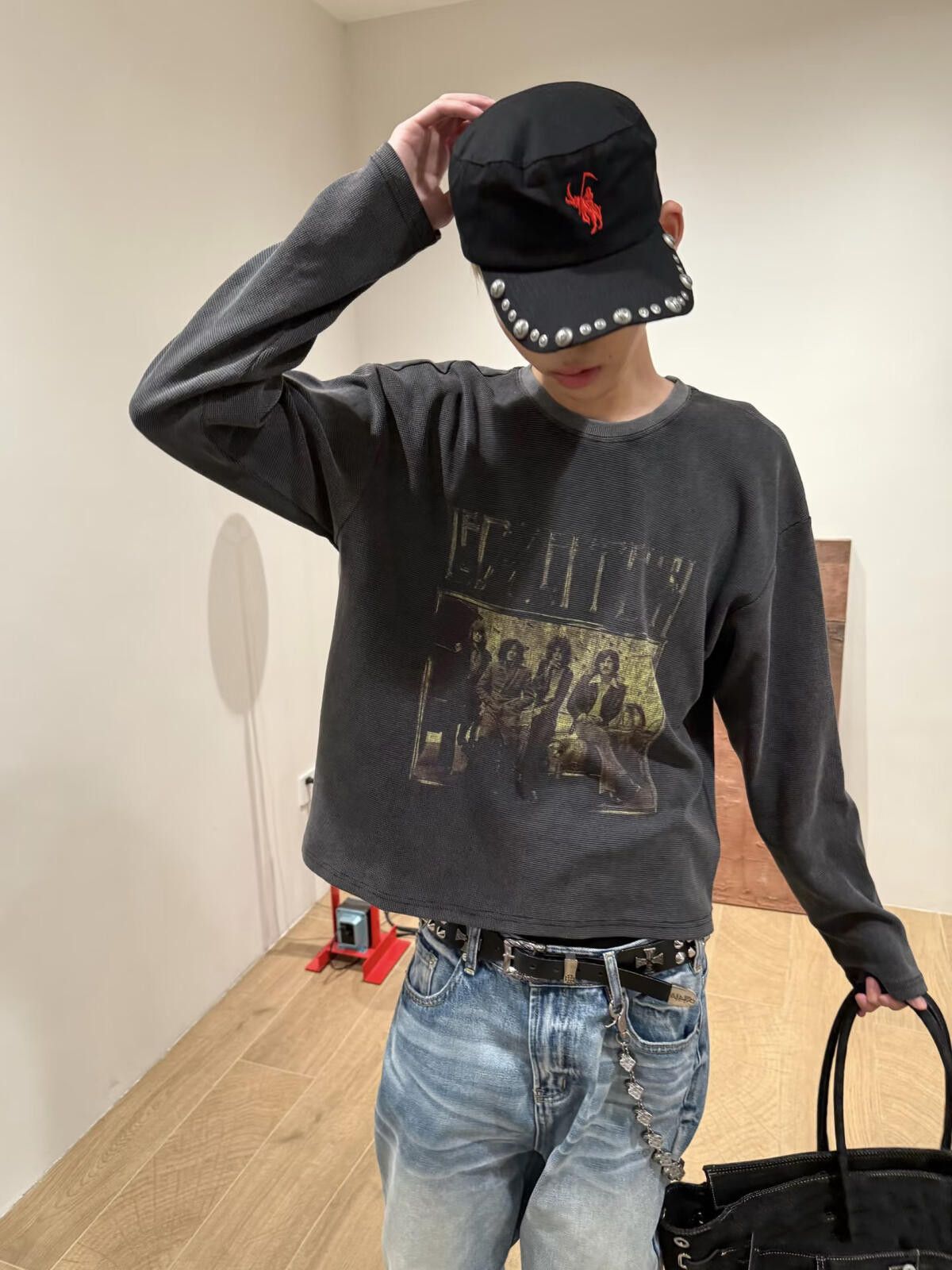 Other Faded Black Cotton Layered Graphic Tee, Long Sleeve T-Shirt Size US L / EU 52-54 / 3 - 2 Thumbnail