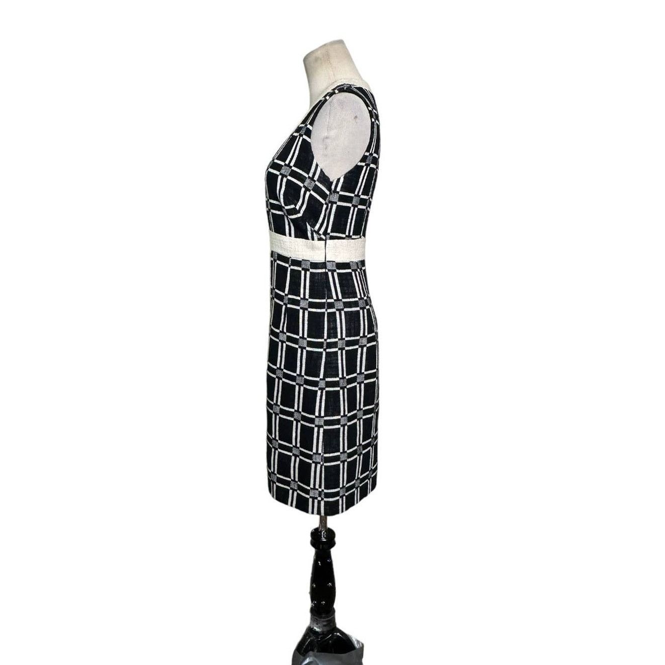 MILLY Milly black cream canvas party sheath dress size 0 Size XS / US 0-2 / IT 36-38 - 2 Thumbnail