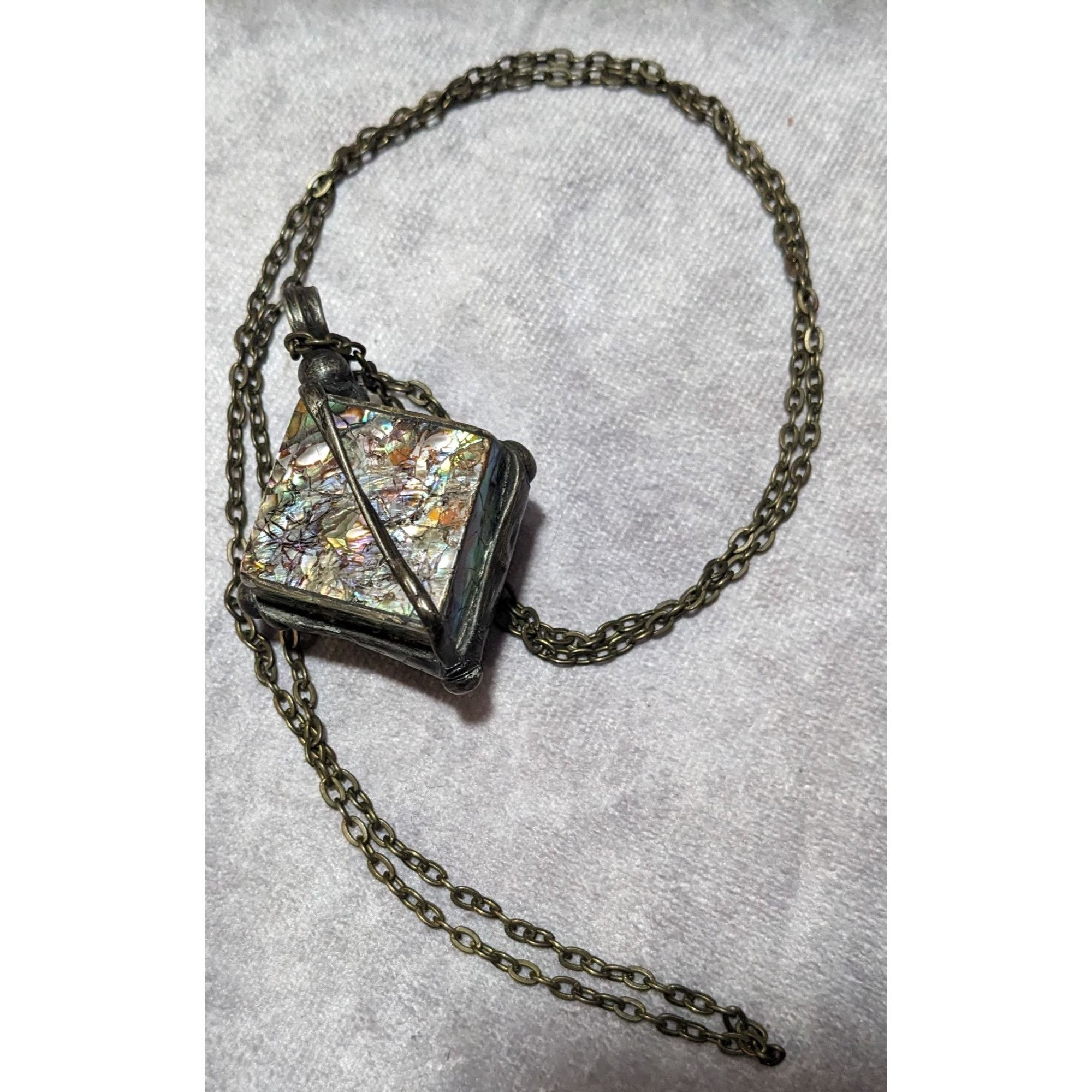 Other Vintage Abalone Crackle Cube Pendant Necklace Size ONE SIZE - 17 Thumbnail