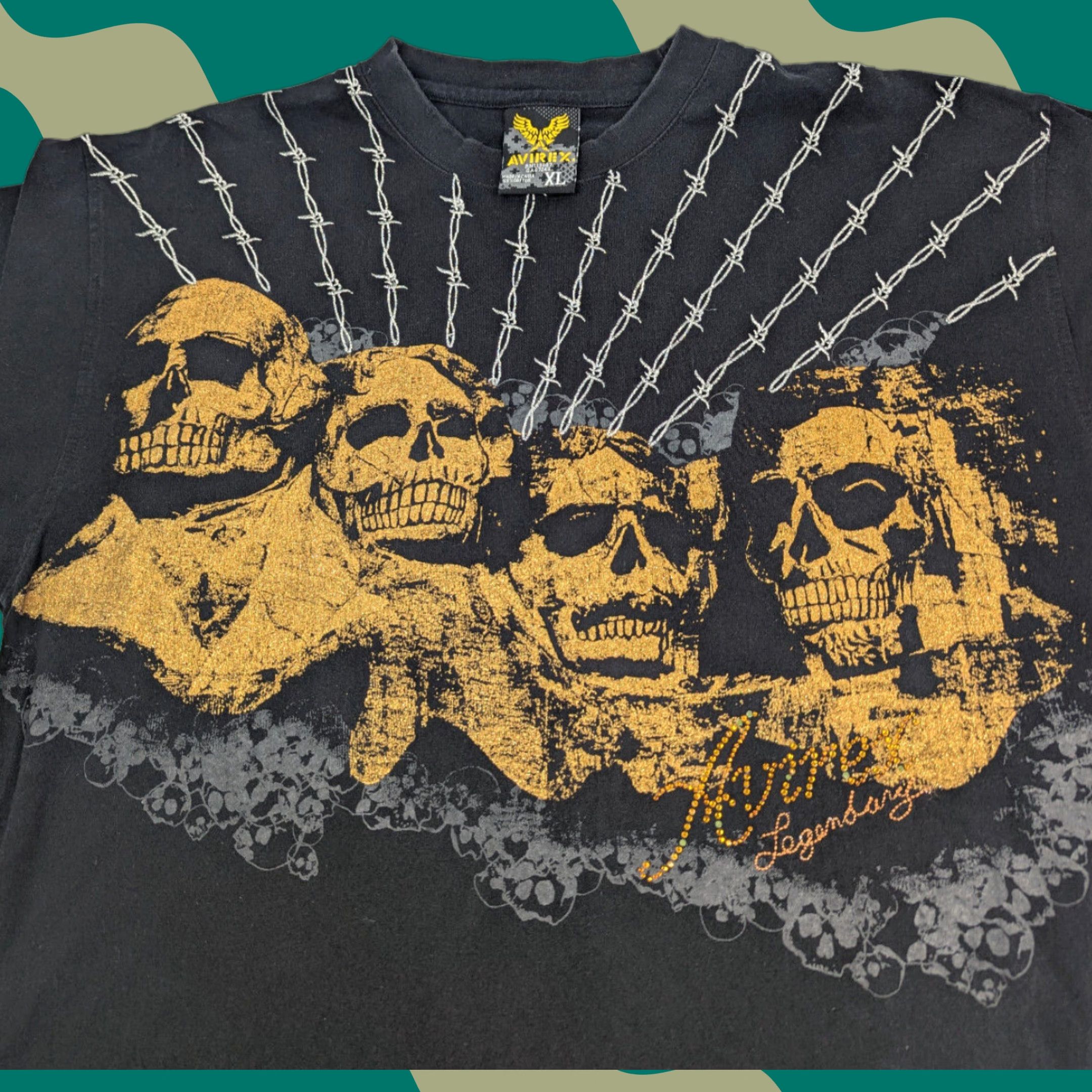 Avirex Avirex T-Shirt Mens Short Sleeve Black XL with Silver Embroidery Skulls Rushmore Size XL Size US XL / EU 56 / 4 - 1 Thumbnail