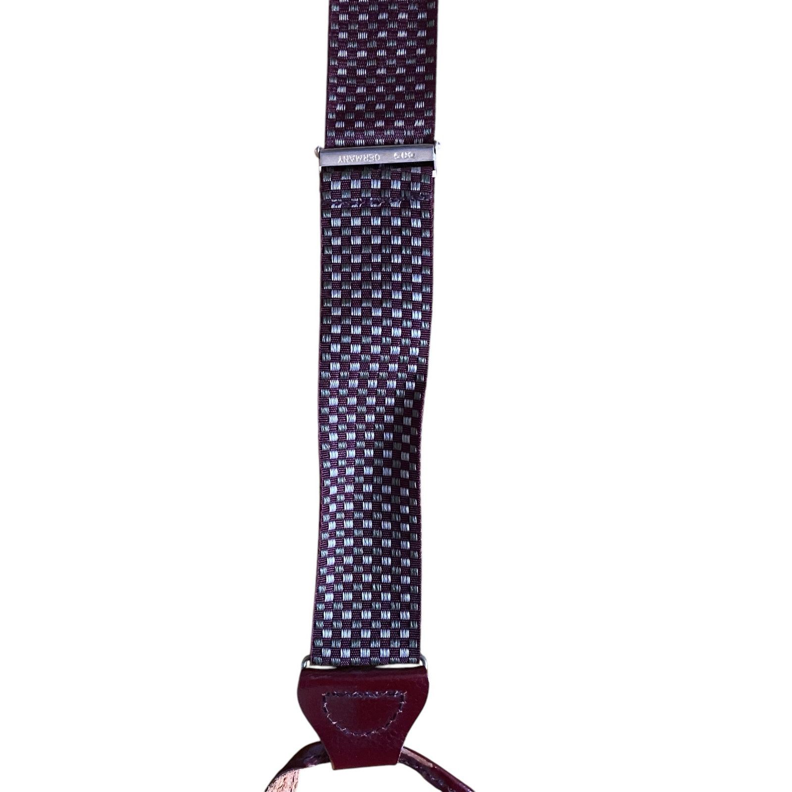 Vintage Vintage Suspenders Elastic Fabric Burgundy/Green adjustable Size ONE SIZE - 3 Thumbnail