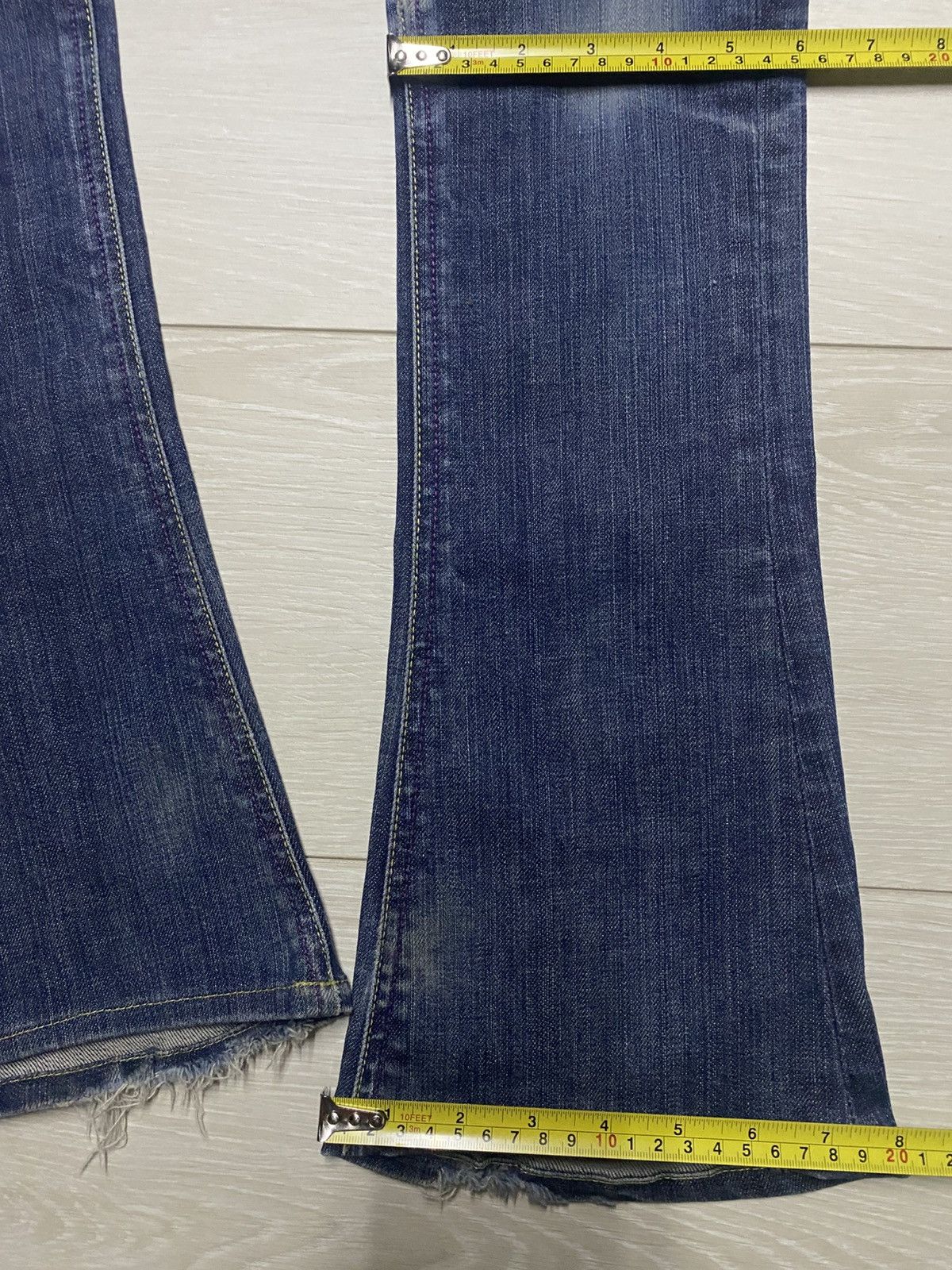 SLY Vintage Sly Blue Wash Distressed Flare Jeans Size US 28 / EU 44 - 14 Thumbnail