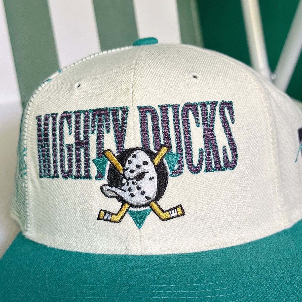 NHL × Sports Specialties × Vintage Vintage 90s Mighty Ducks Laser Sports Specialties Hat Size ONE SIZE - 2 Thumbnail