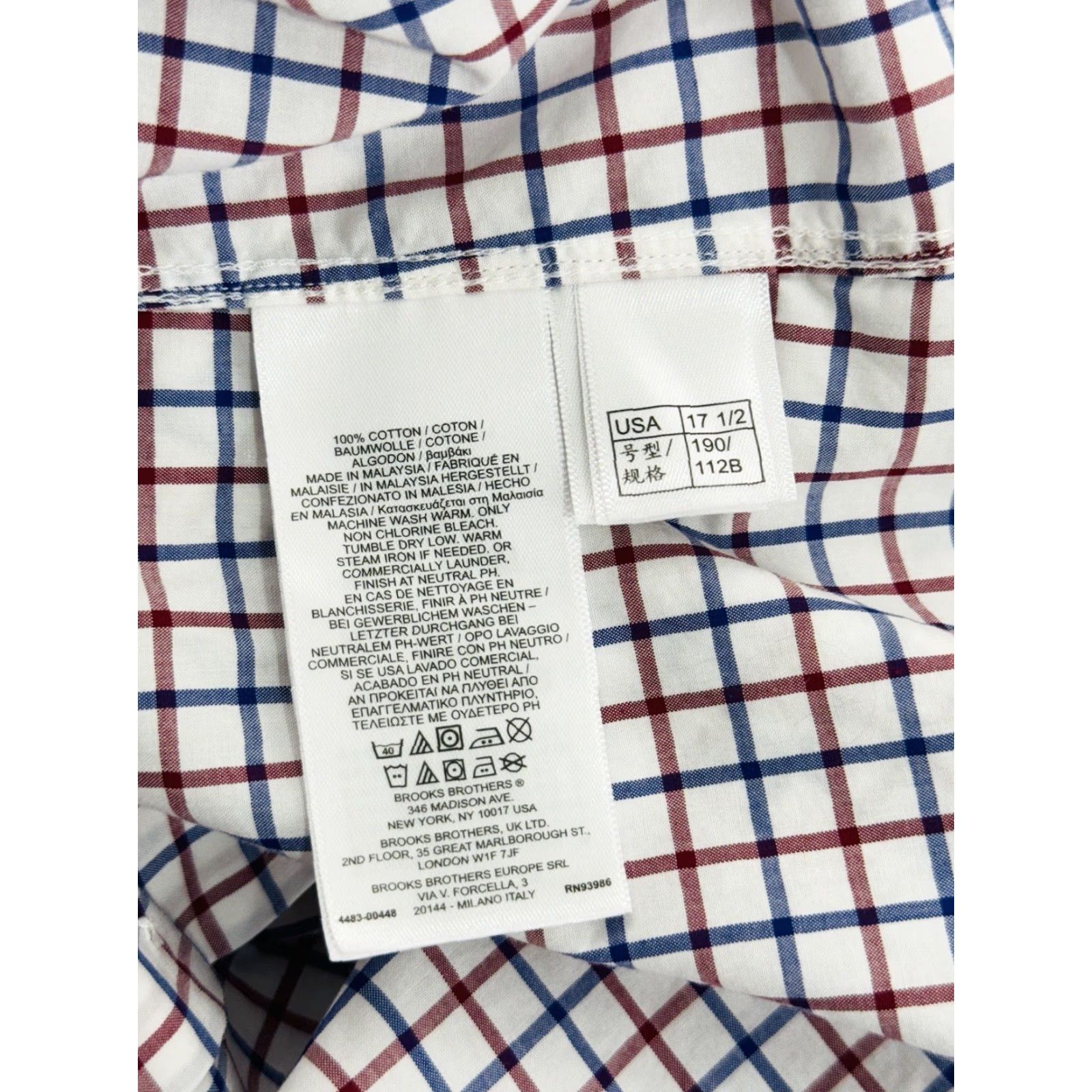 Brooks Brothers Brooks Brothers / Thomas Mason - Plaid Check Shirt 17.5 35 Red White Blue Mens Dress Shirt Size US XXL / EU 58 / 5 - 6 Thumbnail