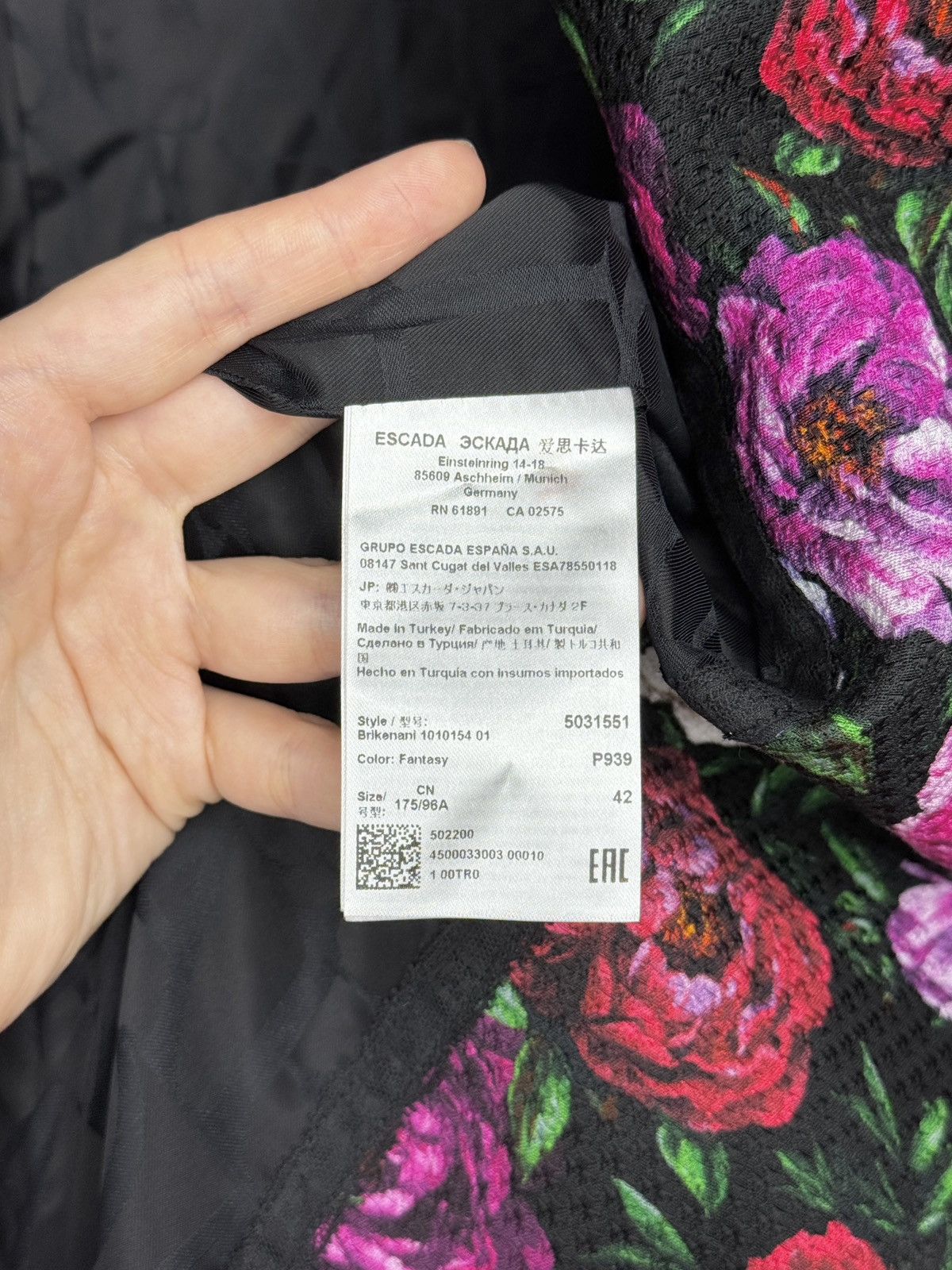 Escada Escada Dinavia Floral-print Hammered Cotton Viscose Jacket Size L / US 10 / IT 46 - 11 Thumbnail