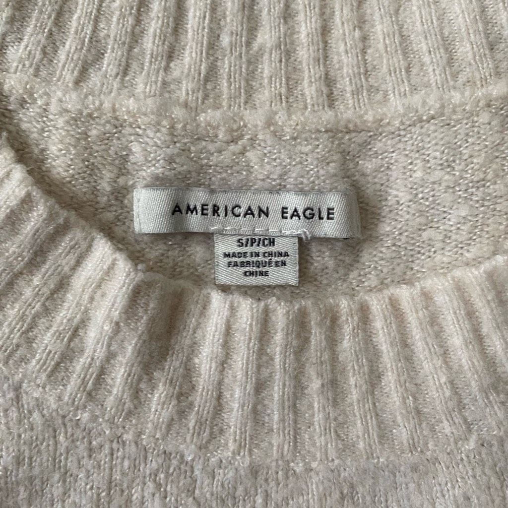 American Eagle Outfitters American Eagle women S scoopneck Longsleeve white sweater w/ Size S / US 4 / IT 40 - 6 Thumbnail