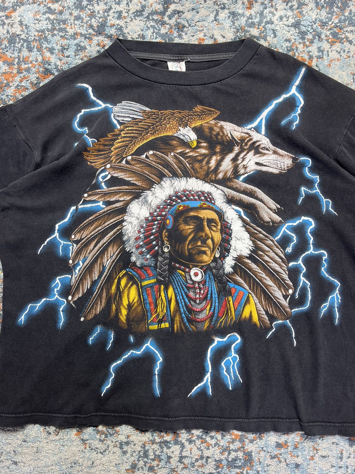 Vintage Vintage 90s American Thunder all over print graphic tee Size US XL / EU 56 / 4 - 7 Thumbnail