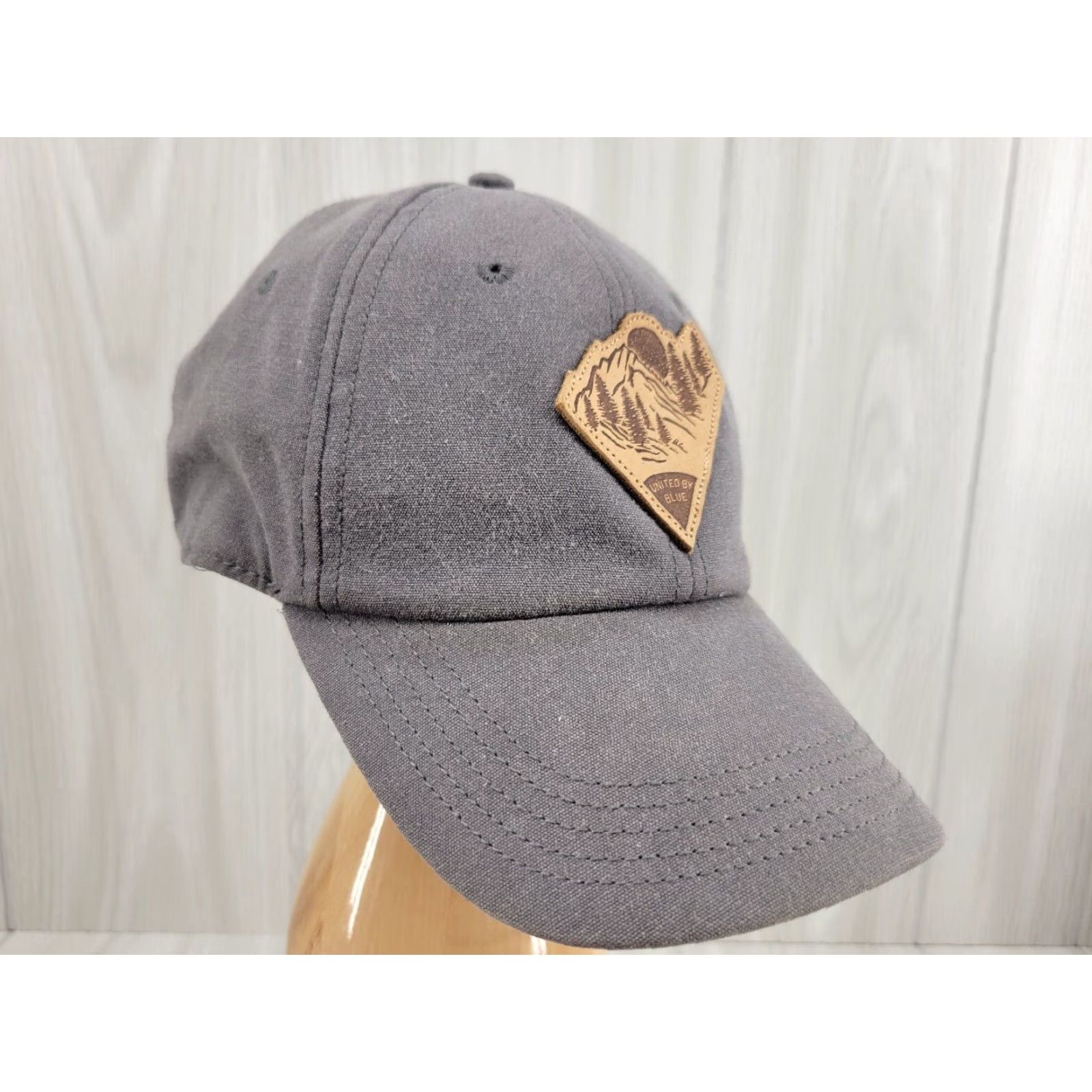 United By Blue United by Blue Trucker Hat 100% Organic Cotton Cap Leather Patch Mountains Adjustable Unisex Adults Blue Cotton Lightweight Breathable Casual Vintage? Size ONE SIZE - 2 Thumbnail