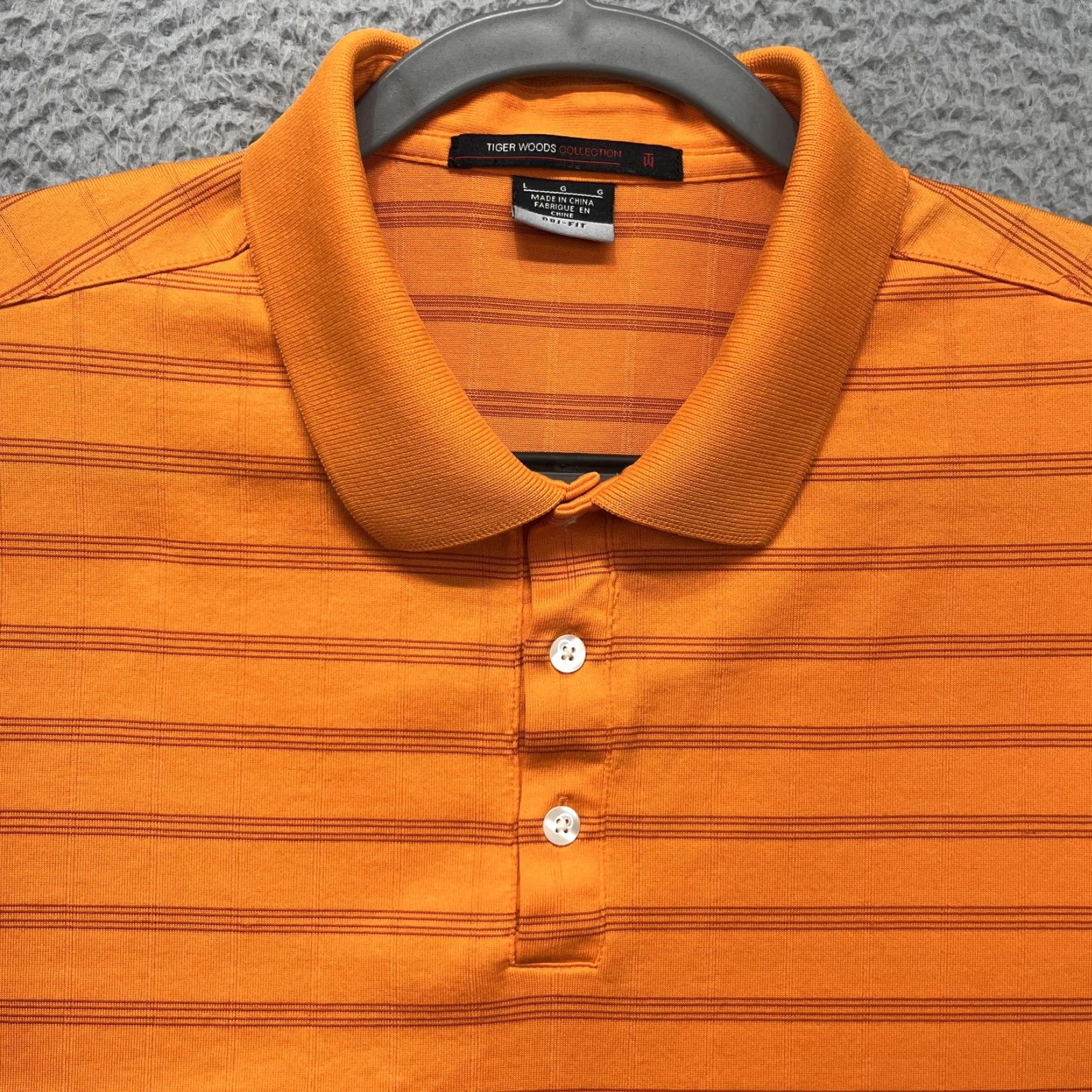 Nike Nike Tiger Woods Polo Shirt Mens Large Orange Stripe Dri-Fit Golf Performance Size US L / EU 52-54 / 3 - 4 Thumbnail