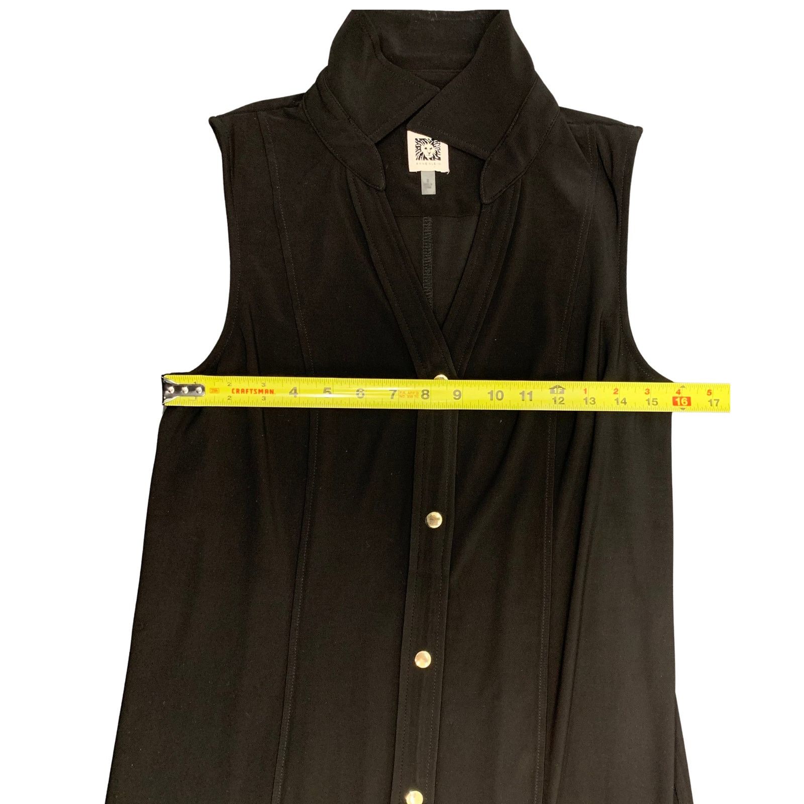 Anne Klein Anne Klein Black Sleeveless V-Neck Collared Shirt Dress Size M / US 6-8 / IT 42-44 - 5 Thumbnail