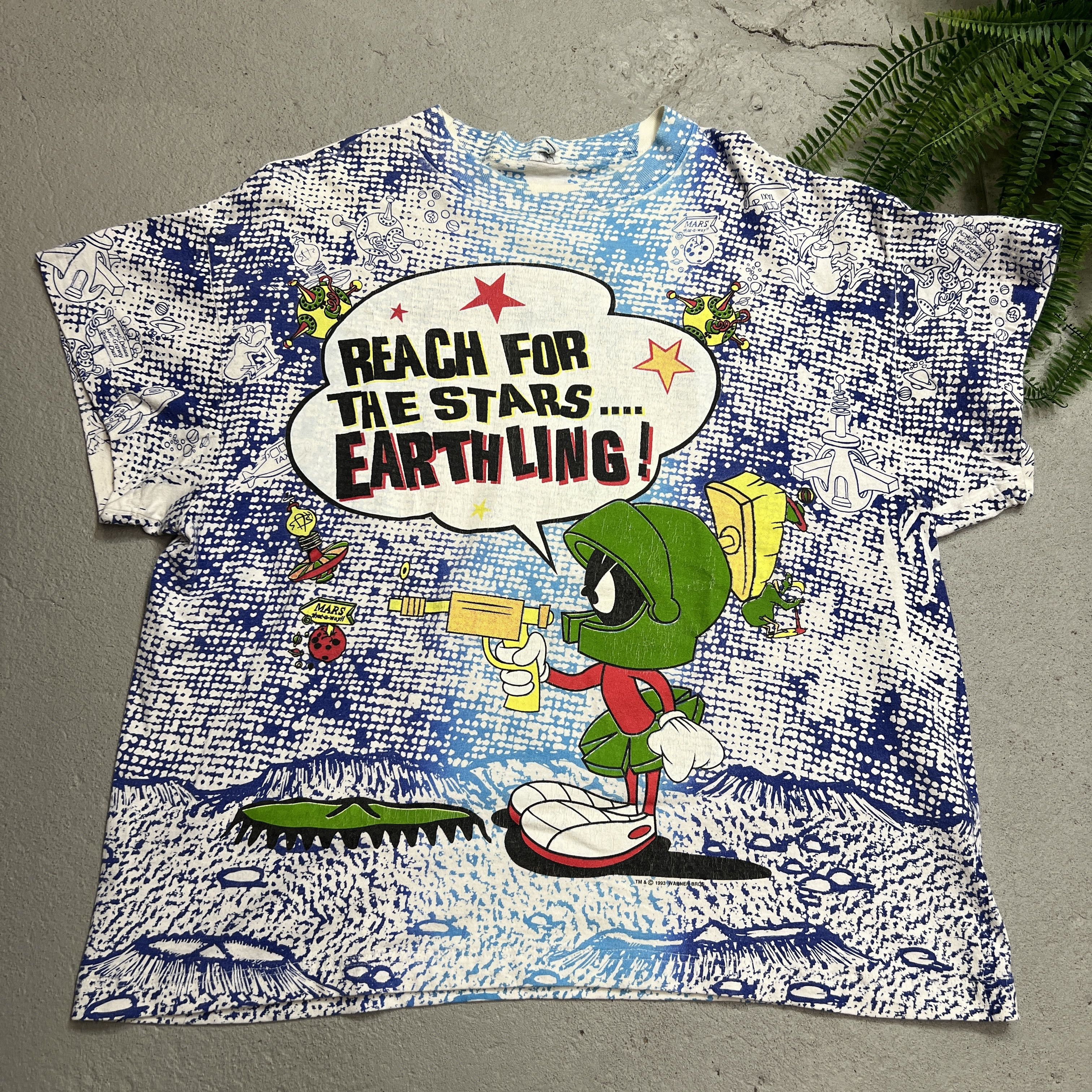 Vintage 1993 Marvin the Martian Reach For The Stars Looney Tunes Tee Size US M / EU 48-50 / 2 - 2 Thumbnail
