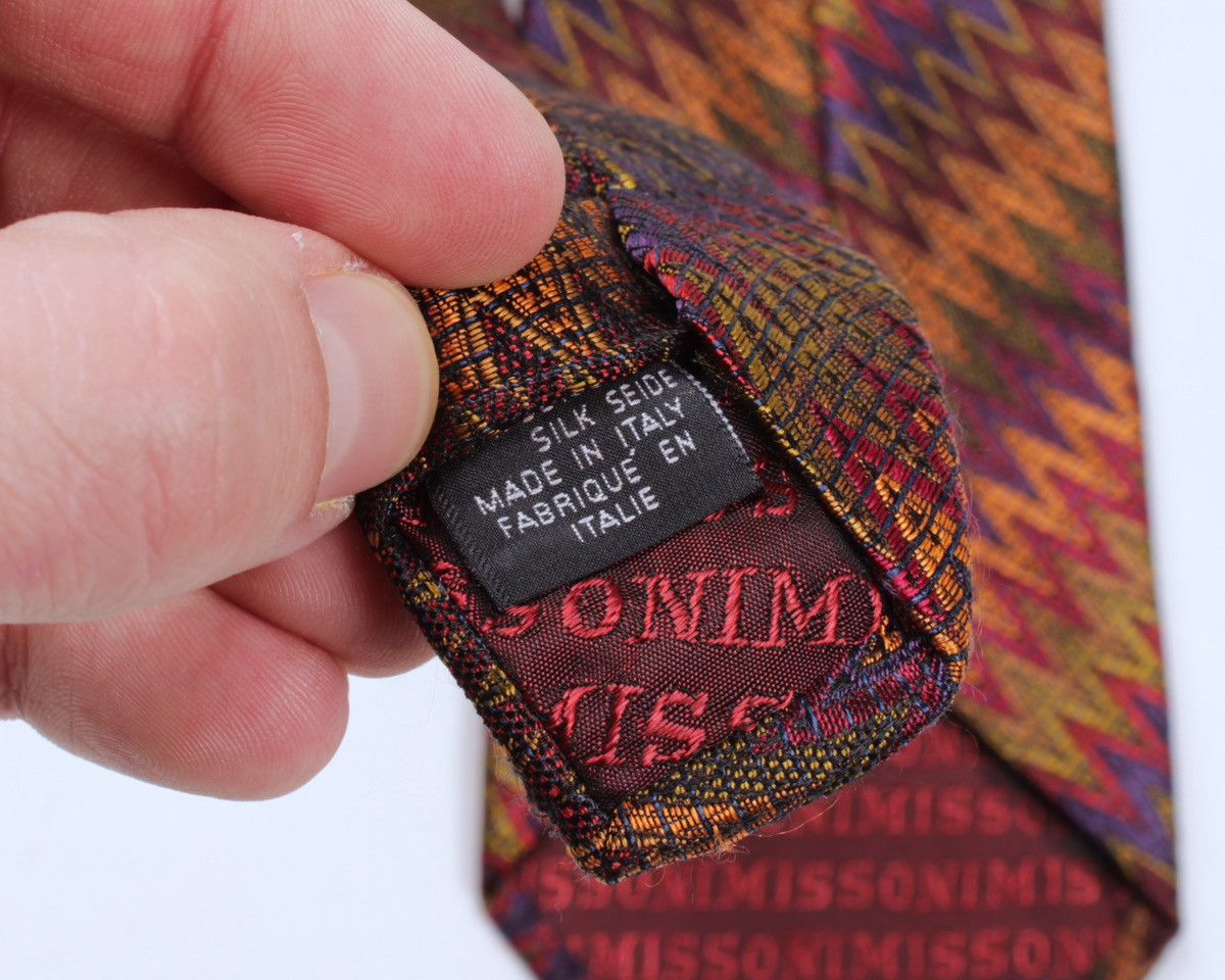 Designer × Missoni × Vintage MISSONI Cravatte Vintage Geometric Zig Zag Chevron Silk Tie Size ONE SIZE - 11 Thumbnail