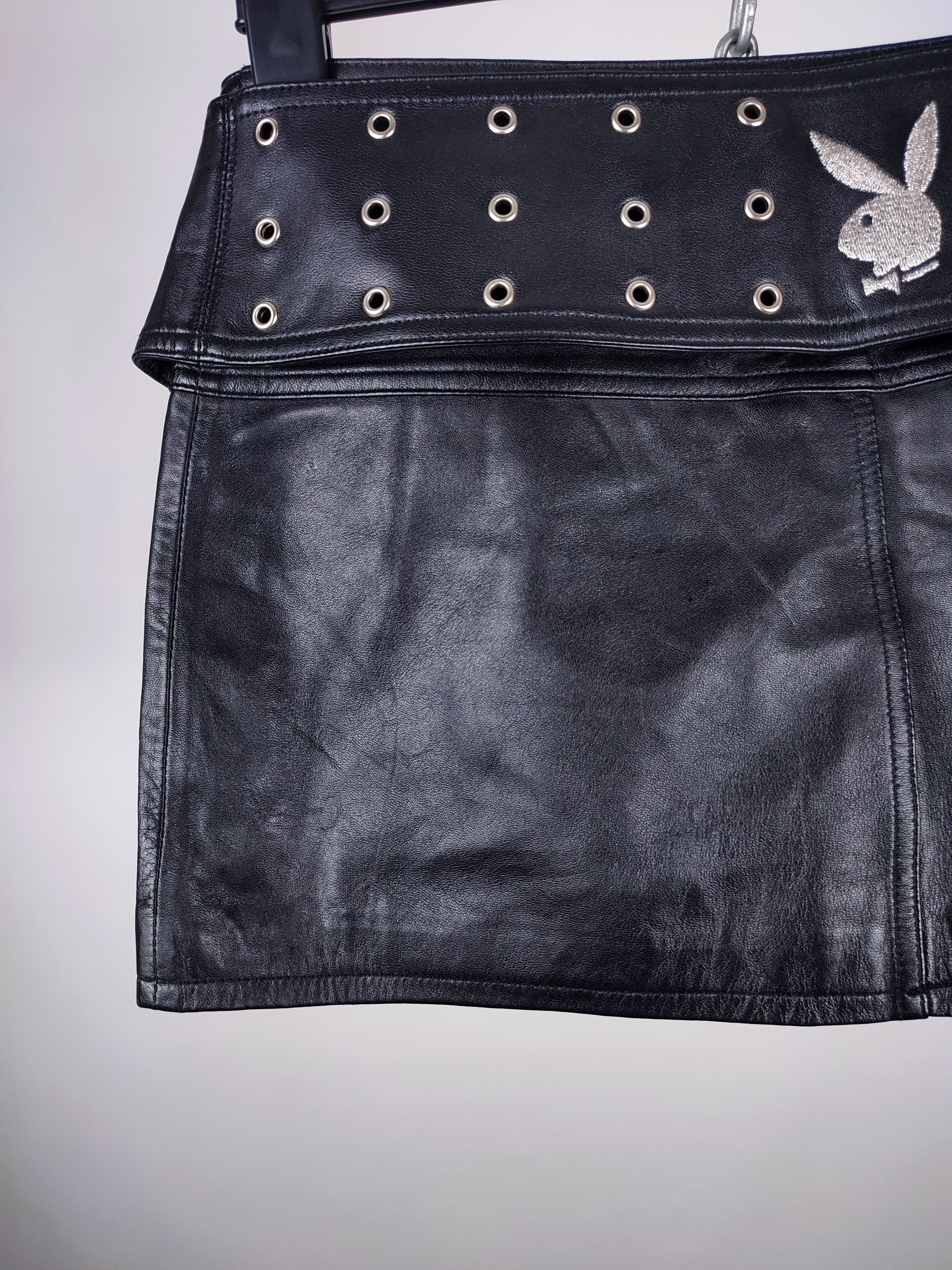 Playboy VTG Playboy logo Leather Belted Mini Skirt Size 32" / US 10 / IT 46 - 9 Thumbnail