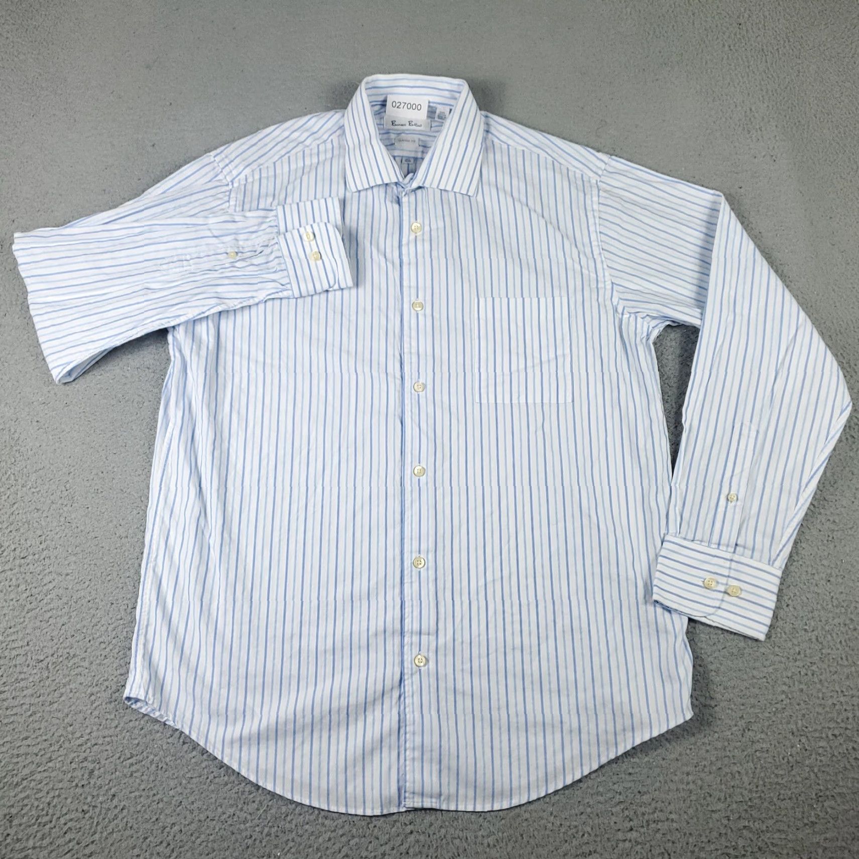 Vintage Burma Bibas Shirt 16.5 Mens Blue Striped Button-Up Long Sleeve Cotton Casual Size US L / EU 52-54 / 3 - 2 Thumbnail