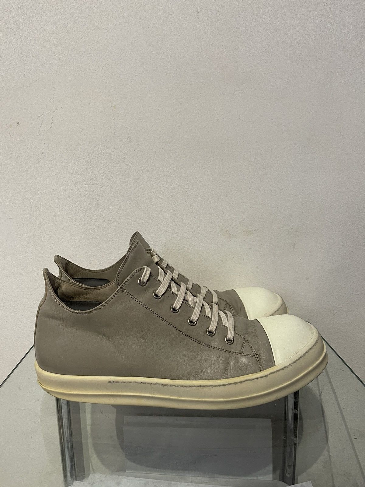 Rick Owens × Rick Owens Drkshdw Rick Owens Mainline 2016 Light Grey Ramones Low Size US 12 / EU 45 - 1 Thumbnail