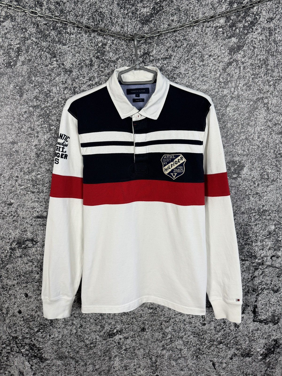 Tommy Hilfiger Tommy Hilfiger Vintage Fit Rugby Shirt Polo Long Sleeve Sz L Size US L / EU 52-54 / 3 - 1 Thumbnail