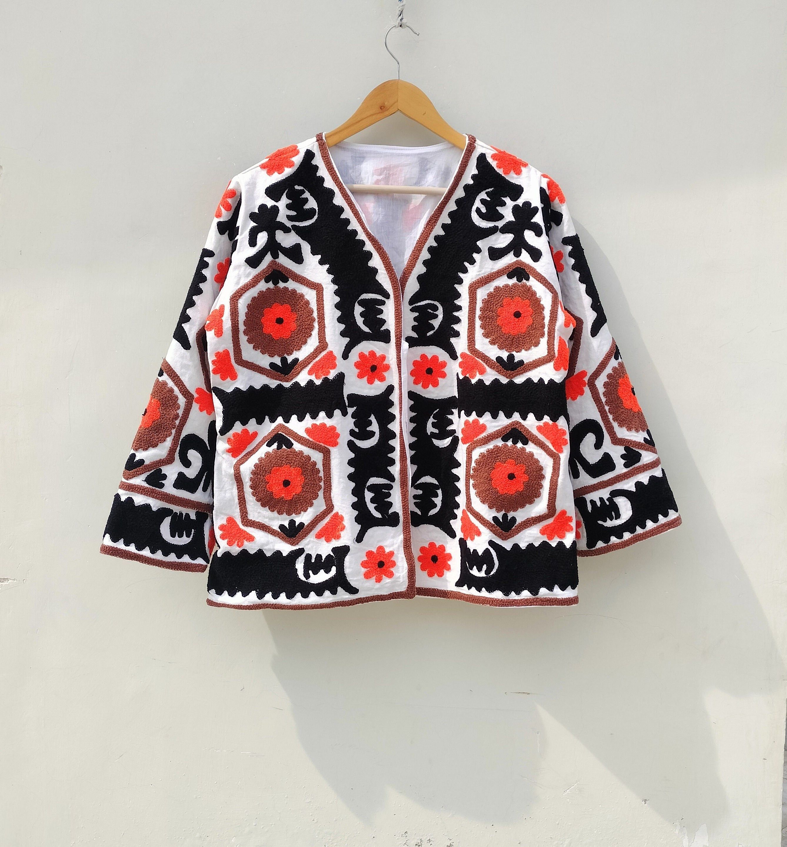 Vintage Suzani Embroidery Jacket Handmade Quilted Jacket Vintage Size M / US 6-8 / IT 42-44 - 5 Thumbnail