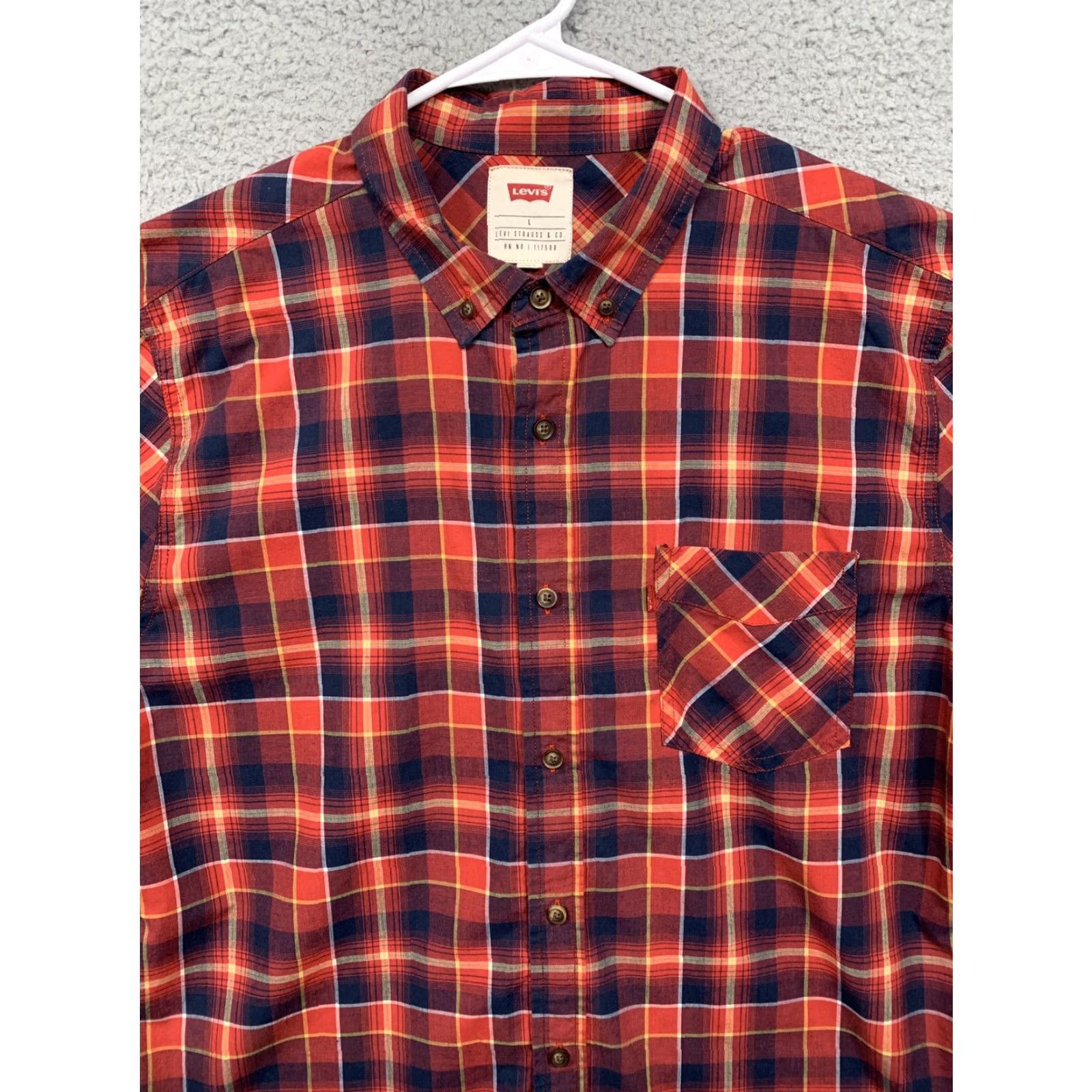 Levi's VINTAGE Levi’s Western Shirt Logo Plaid Button-Down 1 Pocket Red Blue Mens L Shirt Size US L / EU 52-54 / 3 - 2 Thumbnail