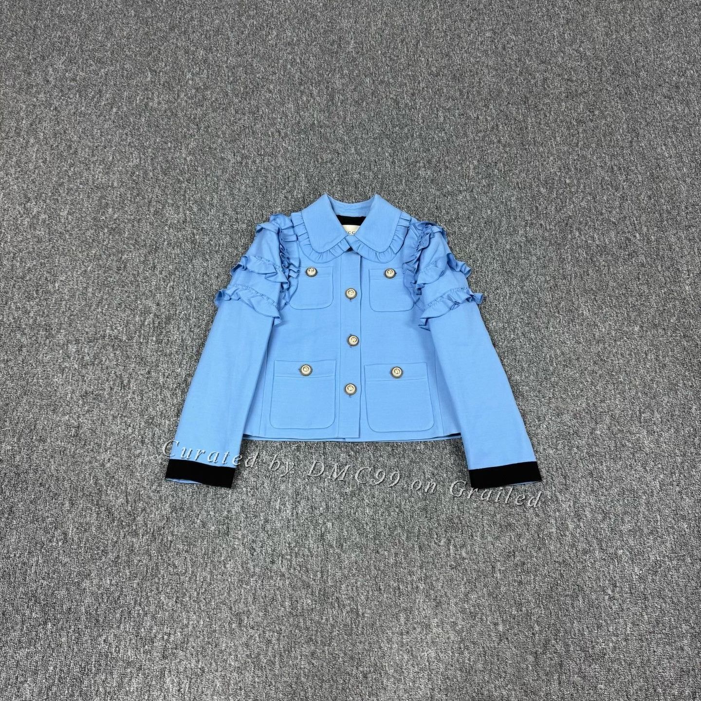 Gucci Gucci Blue Ruffle Short Coat Size 40 Size S / US 4 / IT 40 - 1 Thumbnail
