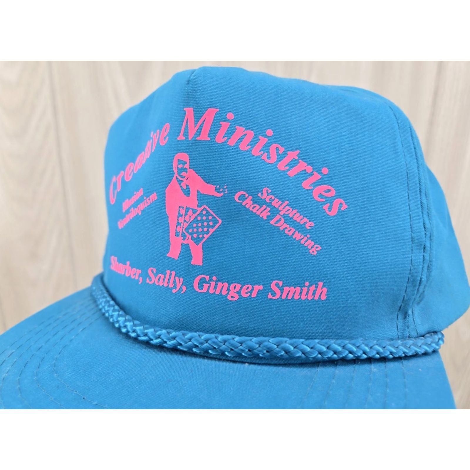 Roper VINTAGE Creative Ministries Rope Hat Trucker Hat Teal Illusion Ventriloquism Blue One Size Men Mens Size ONE SIZE - 4 Thumbnail