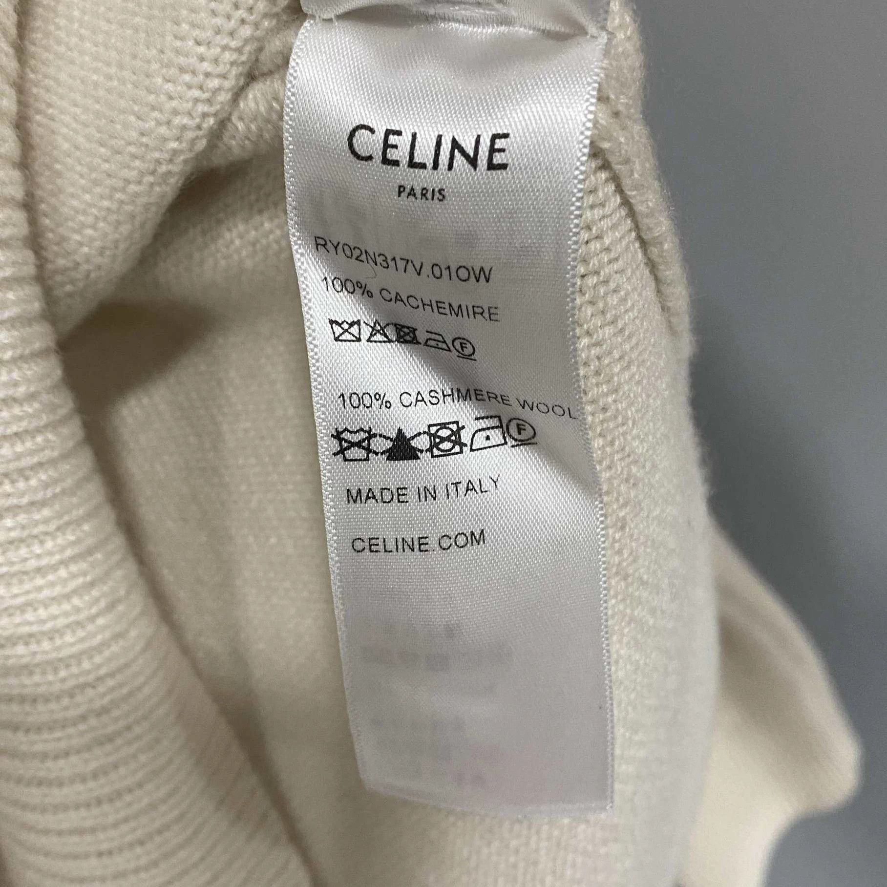 Celine white Triomphe cashmere knit top S