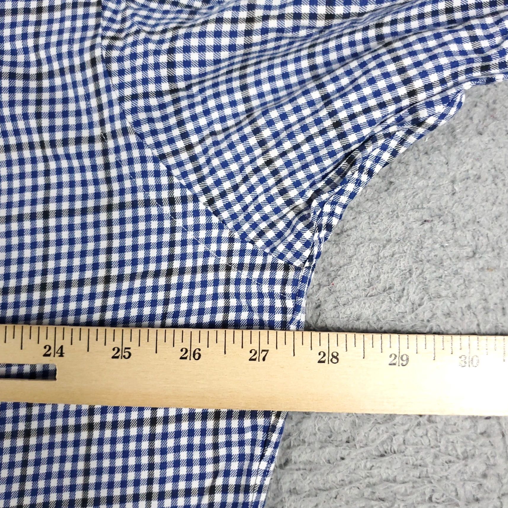 Ralph Lauren Ralph Lauren Dress Shirt Mens 16.5 Blue Check Button-Down Long Sleeve Regular Fit Non-Iron Casual Business Shirt (Blue) Mens Size 42R - 5 Thumbnail