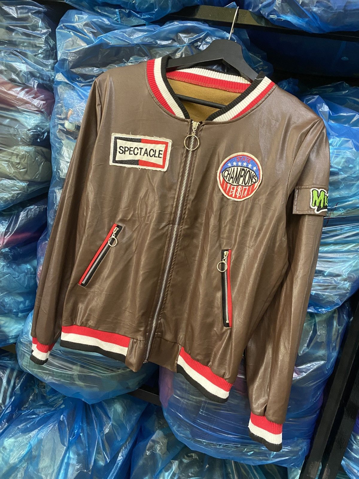 Other Vintage Strut Brown Bomber Jacket Patches Spectacle Varsity Size US S / EU 44-46 / 1 - 2 Thumbnail