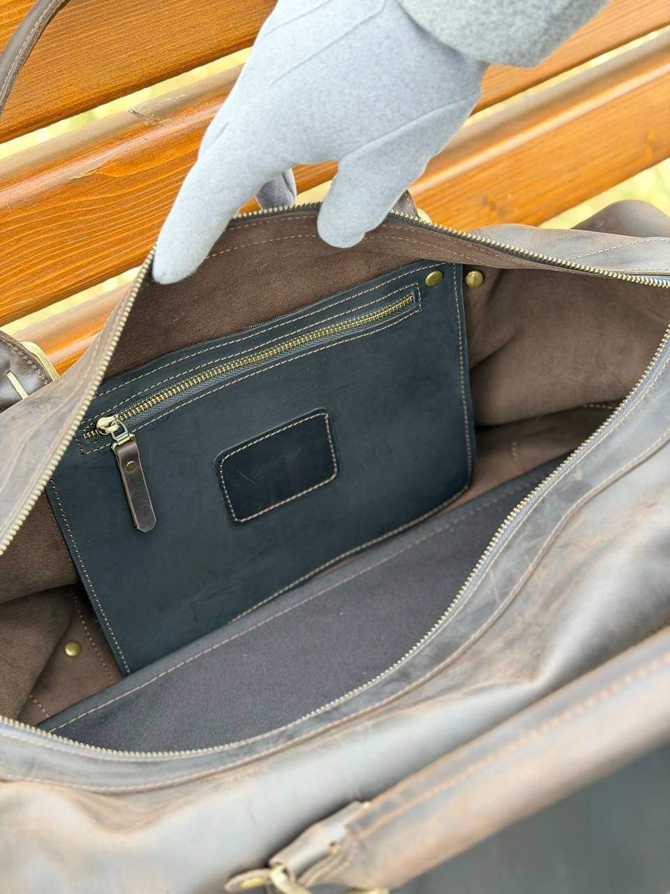 Other Genuine vintage leather travel bag. Duffel Bag. Handmade. Size ONE SIZE - 9 Thumbnail