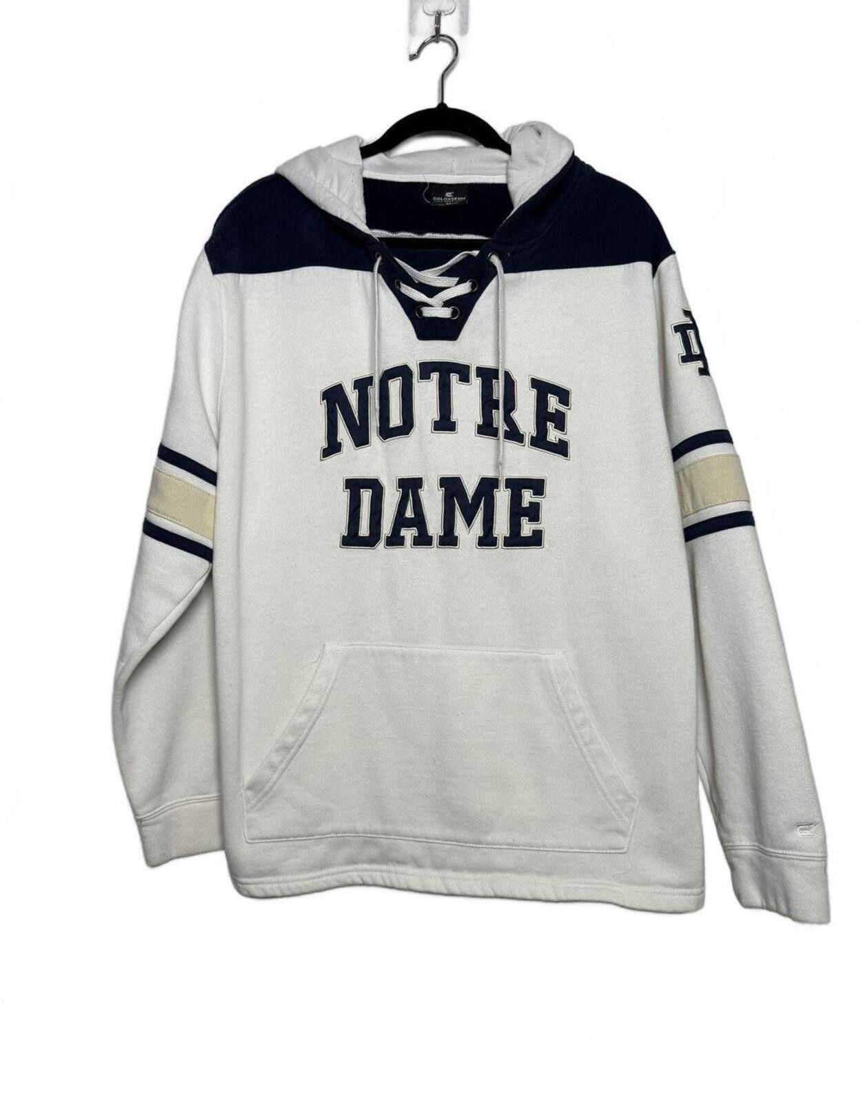 Colosseum Athletics Notre Dame Pull Over Lace-Up Hoodie Sweatshirt Size US XL / EU 56 / 4 - 1 Thumbnail