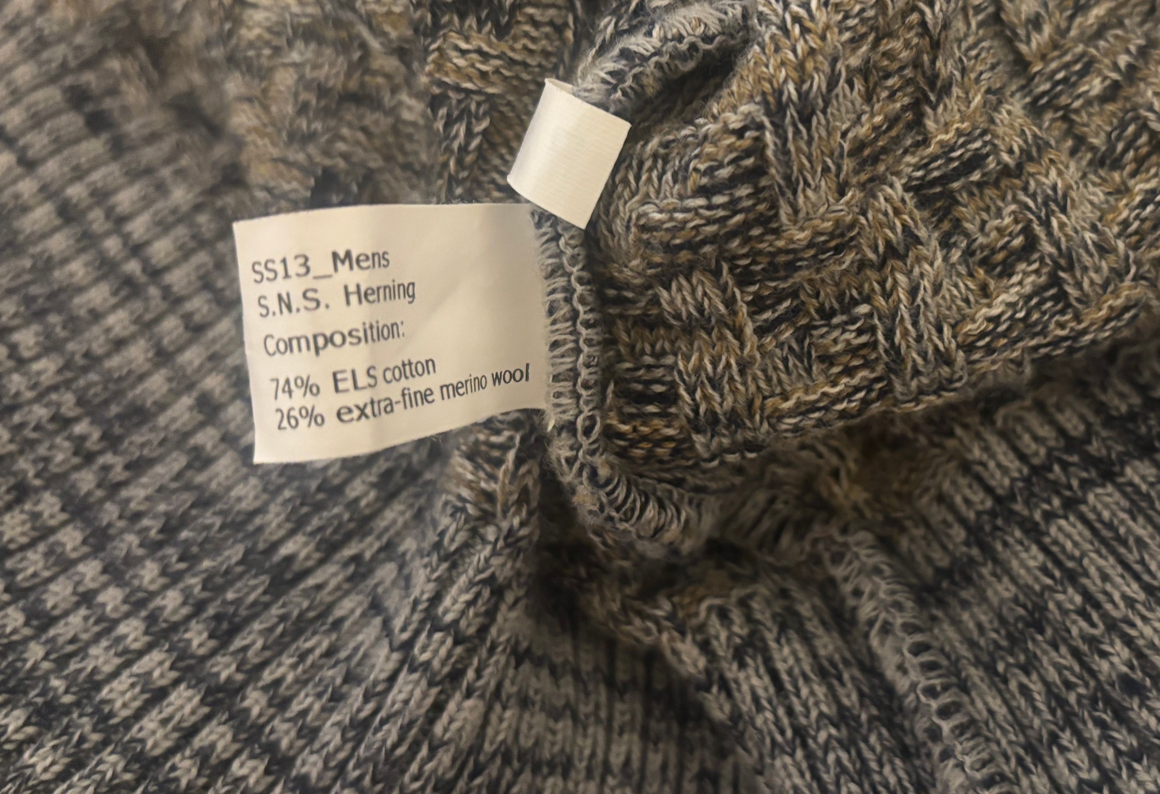 S.N.S. Herning Gray Brown Heather Cotton Merino Wool Textured Knit Cardigan Size US XL / EU 56 / 4 - 11 Thumbnail