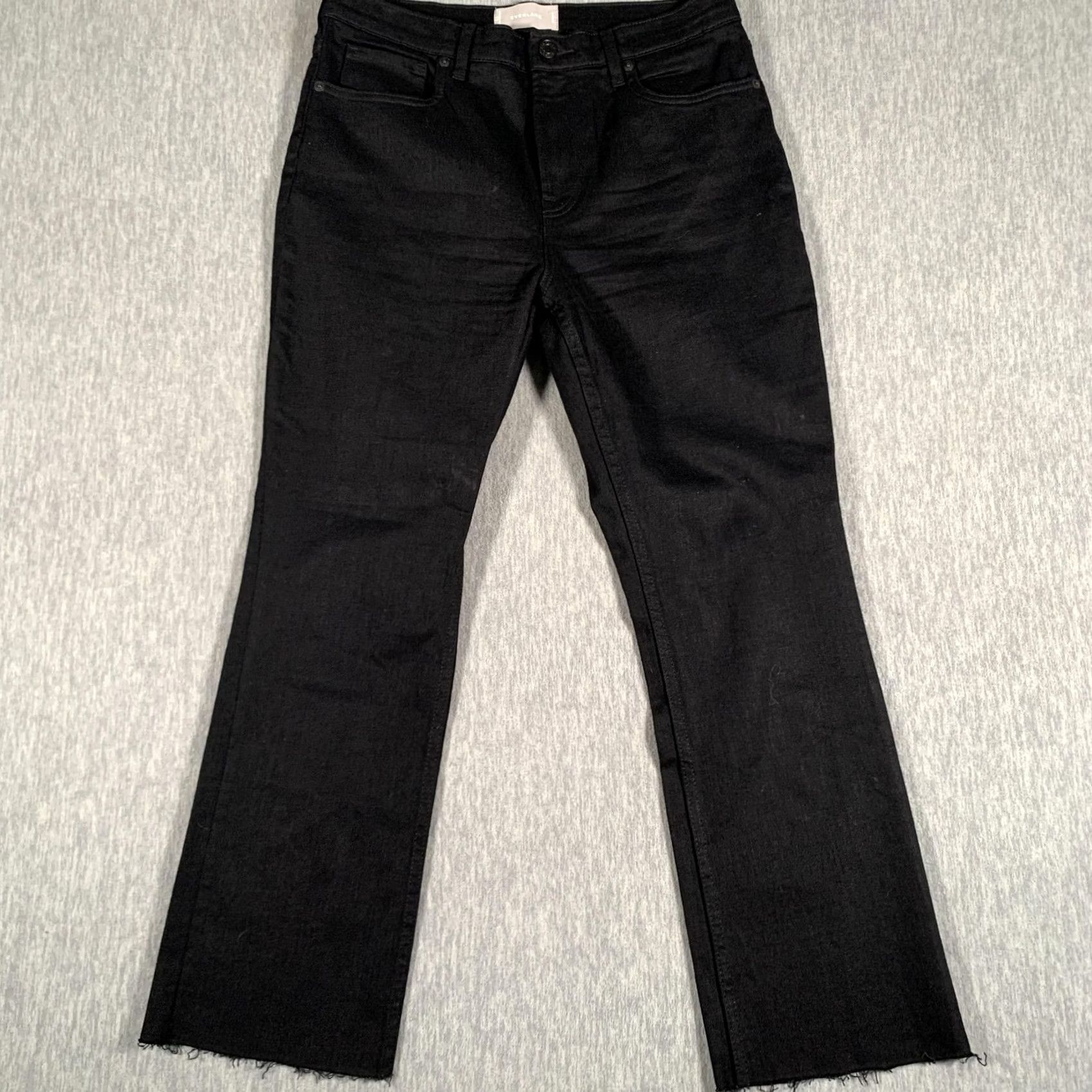 Everlane Everlane Jeans Womens 30 Black Mid Rise Straight Leg Raw Hem Denim Stretch Size 30" / US 8 / IT 44 - 2 Thumbnail