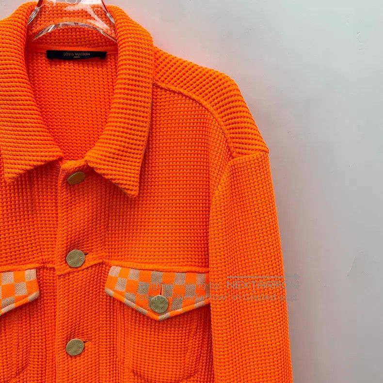 Louis Vuitton Louis Vuitton Orange checkerboard panel lapel single-breas Size US L / EU 52-54 / 3 - 3 Thumbnail