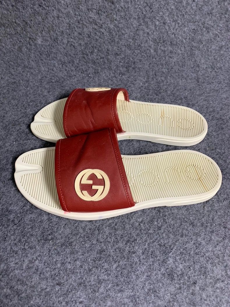 Gucci Gucci Brown Leather Slide Sandals - dmc Size US 10.5 / EU 43-44 - 1 Thumbnail