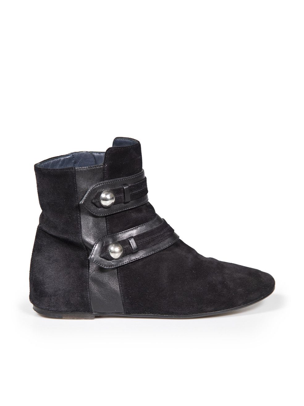 image of Isabel Marant Black Suede Ankle Riding Boots, Women's (Size 7)