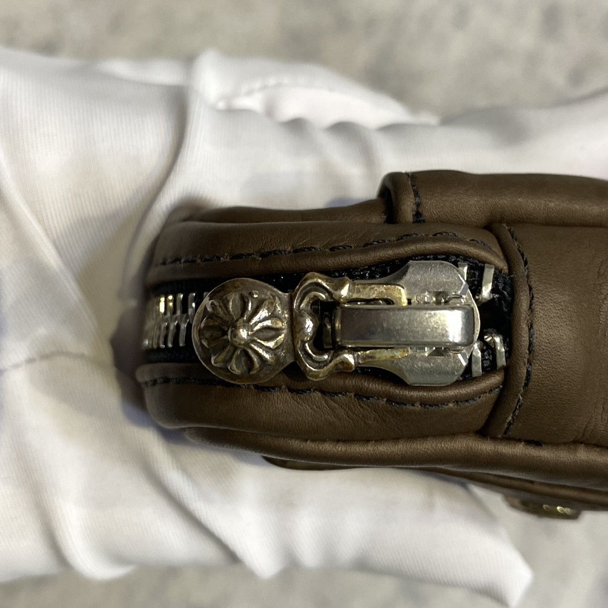 Chrome Hearts Leather cross patch AirPod case bag