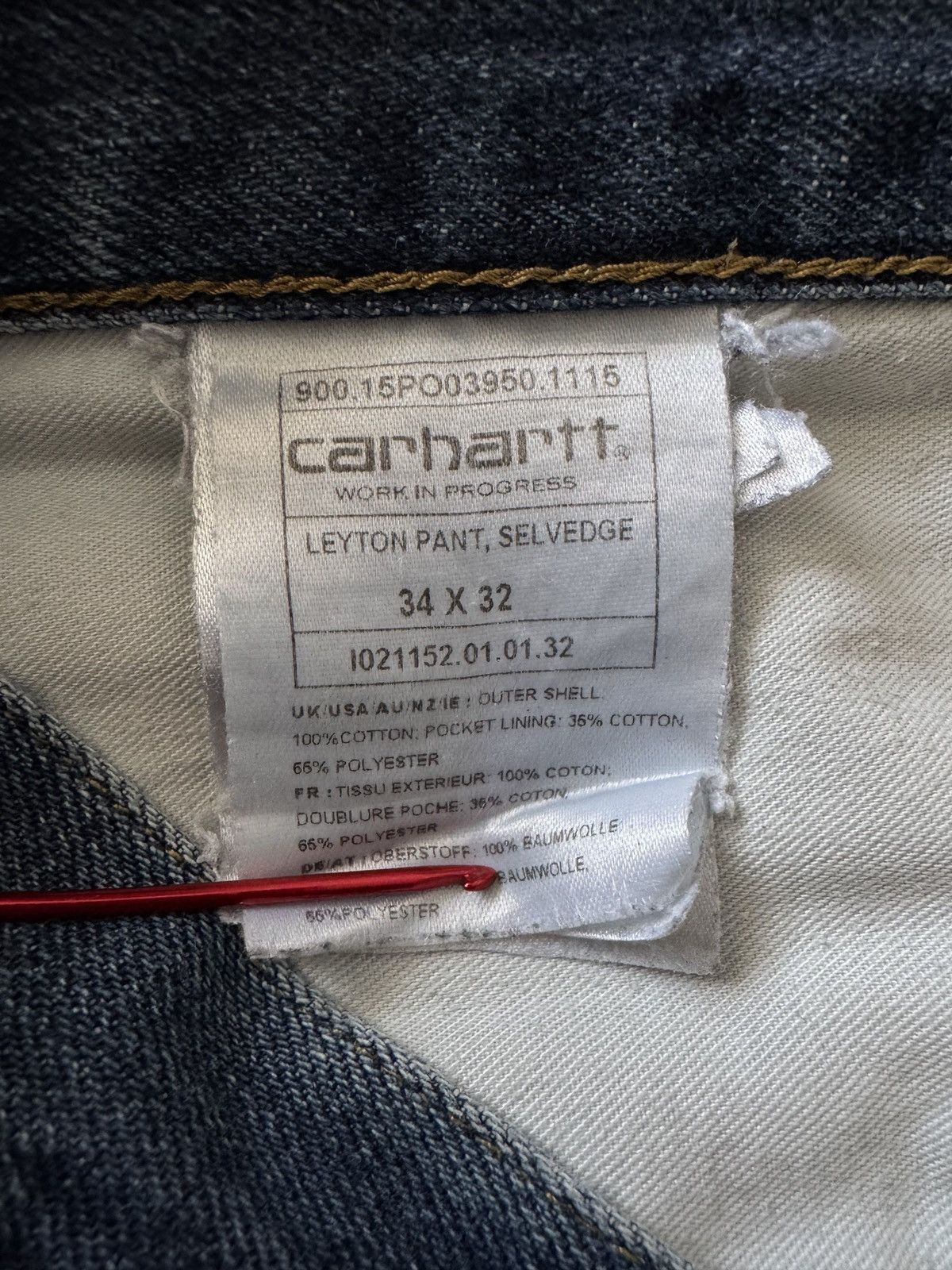 Carhartt 🔥🔥 Carhartt WIP Leyton Selvedge Jeans Size US 34 / EU 50 - 9 Thumbnail