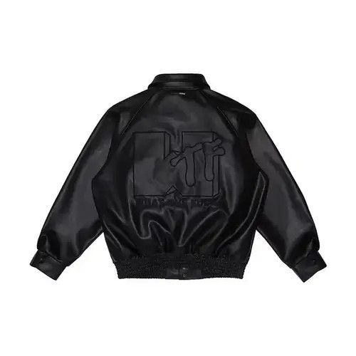 Other Black motorcycle leather bomber PU leather jacket Size US L / EU 52-54 / 3 - 3 Thumbnail