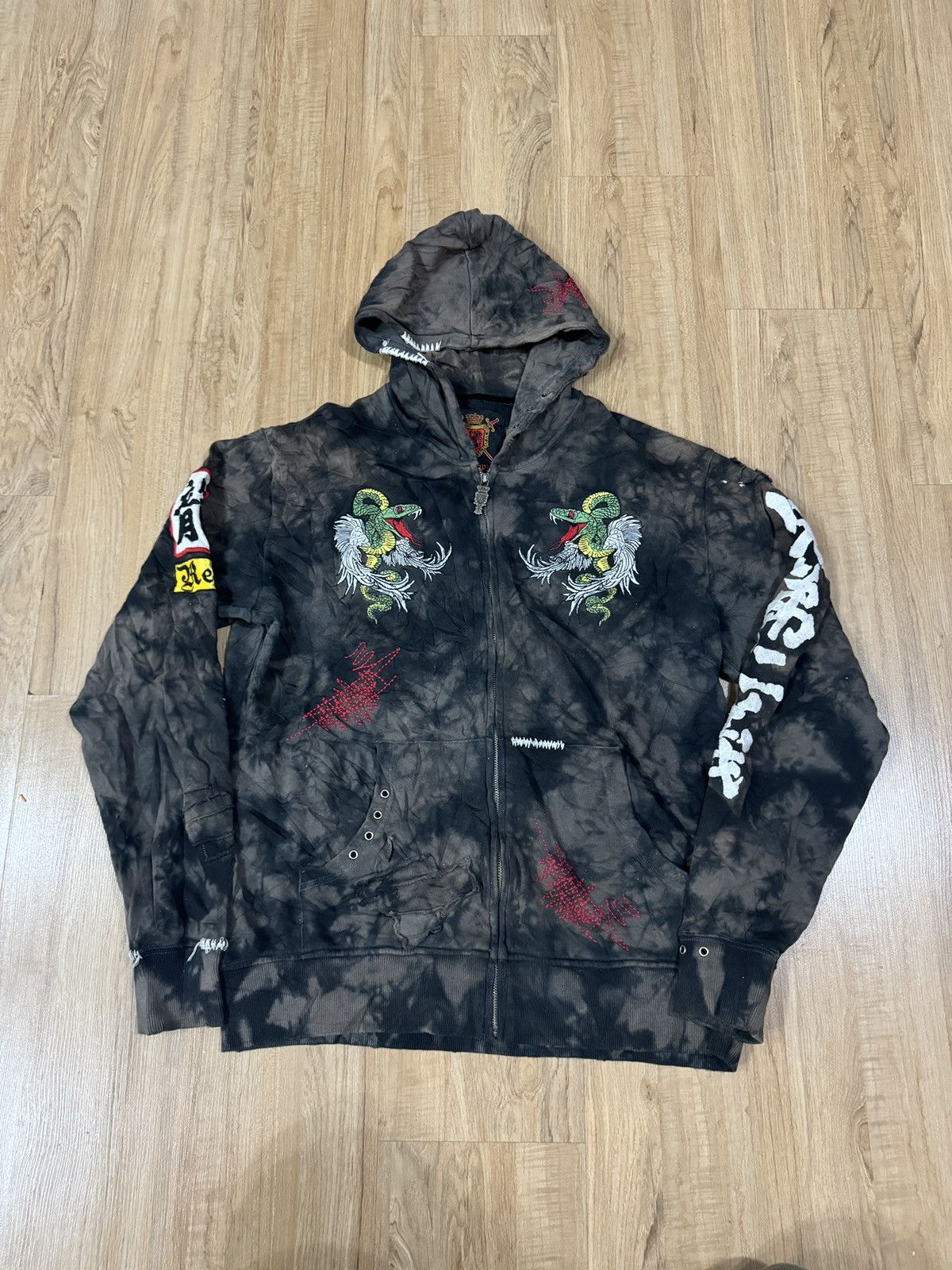 If Six Was Nine REBEL SPIRIT TIE DYE EMBROIDERY ZIPPER HOODIE Size US L / EU 52-54 / 3 - 1 Thumbnail
