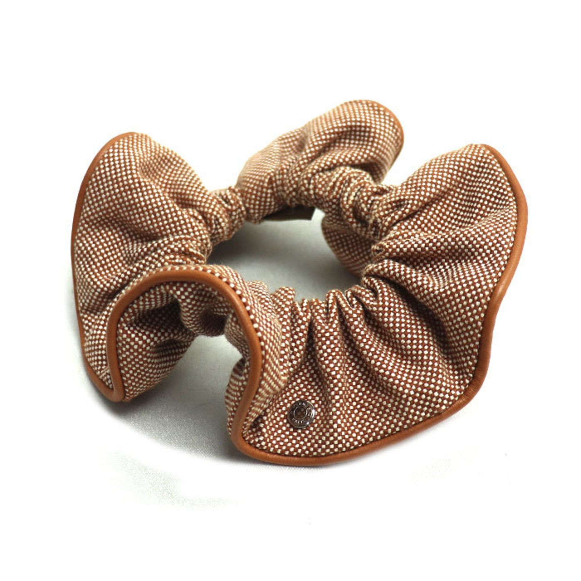 Hermes HERMES Claudia Toile H Hair Scrunchie (241029G) in Cotton, Polyurethane, and Sheepskin Leather for Women Size ONE SIZE - 1 Thumbnail