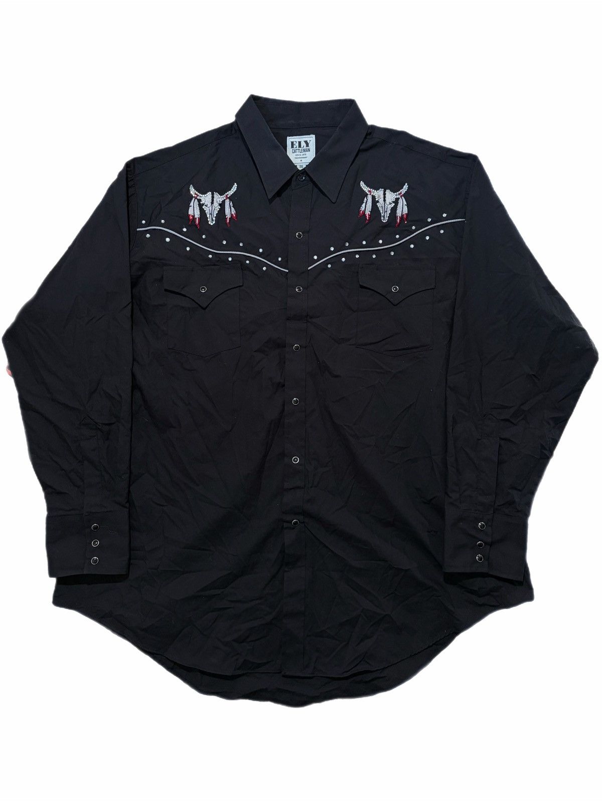 Other Ely Cattleman Western Shirt Skull Rhinestone PS Cowboy Size US XXL / EU 58 / 5 - 1 Thumbnail