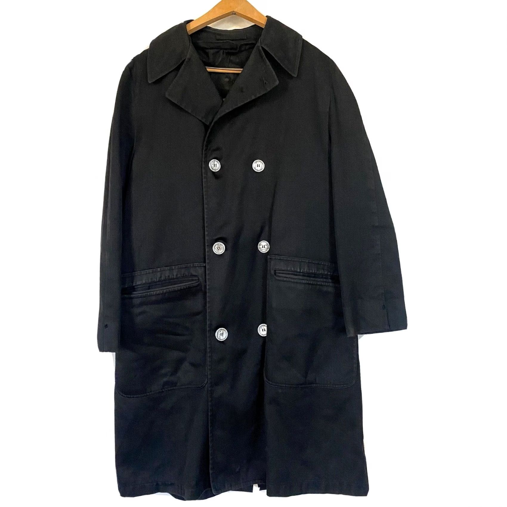 Rains Sakowitz Christopher Coat Jacket Overcoat Boatswain Twill 40 Long Men’s Vintage Black Rain Overcoat Mens Size US XXS / EU 40 - 2 Thumbnail
